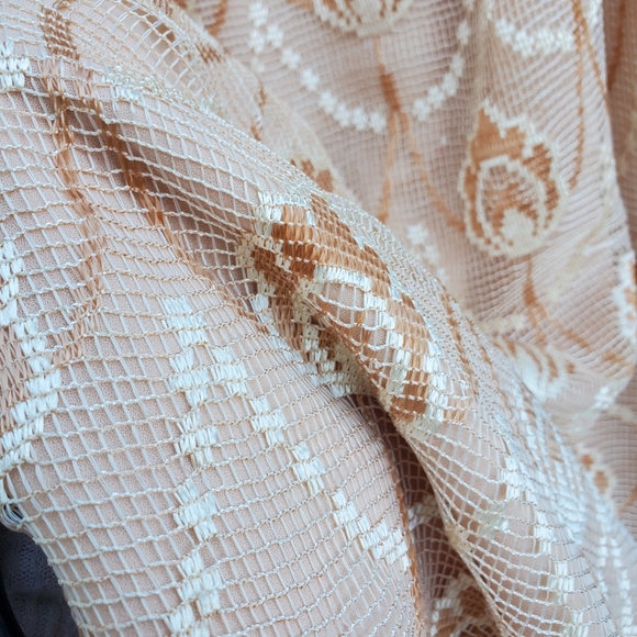 Anthropologie Lace Off the Shoulder Cream Peach Dress - Picture 4 of 7